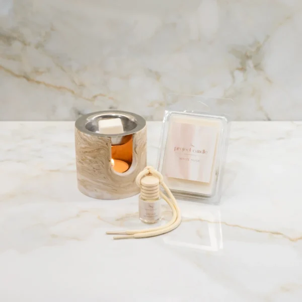 Σετ Δώρου Καυστήρας Jesmonite, Wax Melt & Car Diffuser | Project Candle