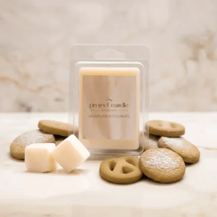 Αρωματικά wax melts σόγιας Grandma’s Cookies σε συσκευασία 6 κύβων 75gr, με γλυκό άρωμα μπισκότου.